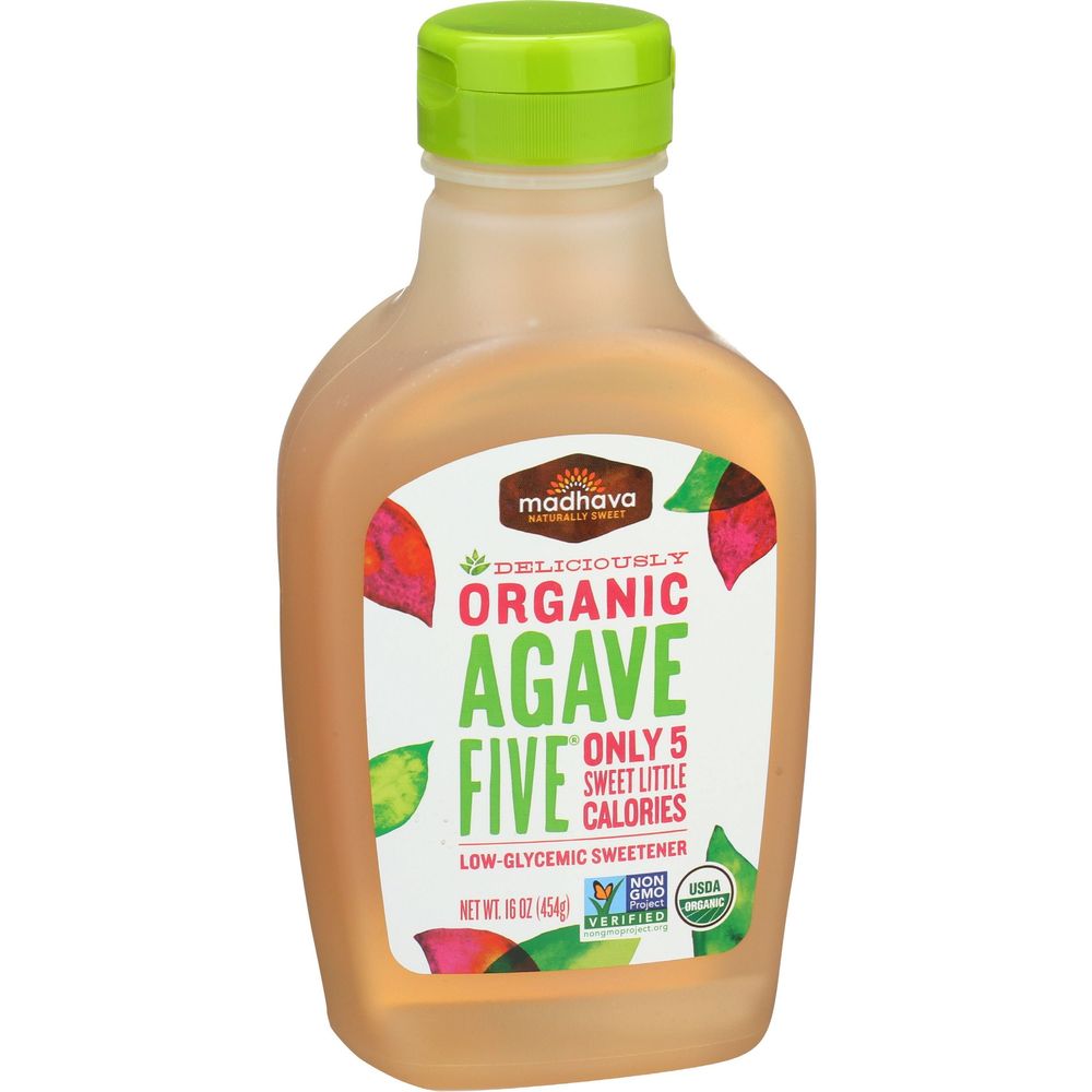 Madhava Organic Agave Five Nectar, 16 Ounce -- 6 per case