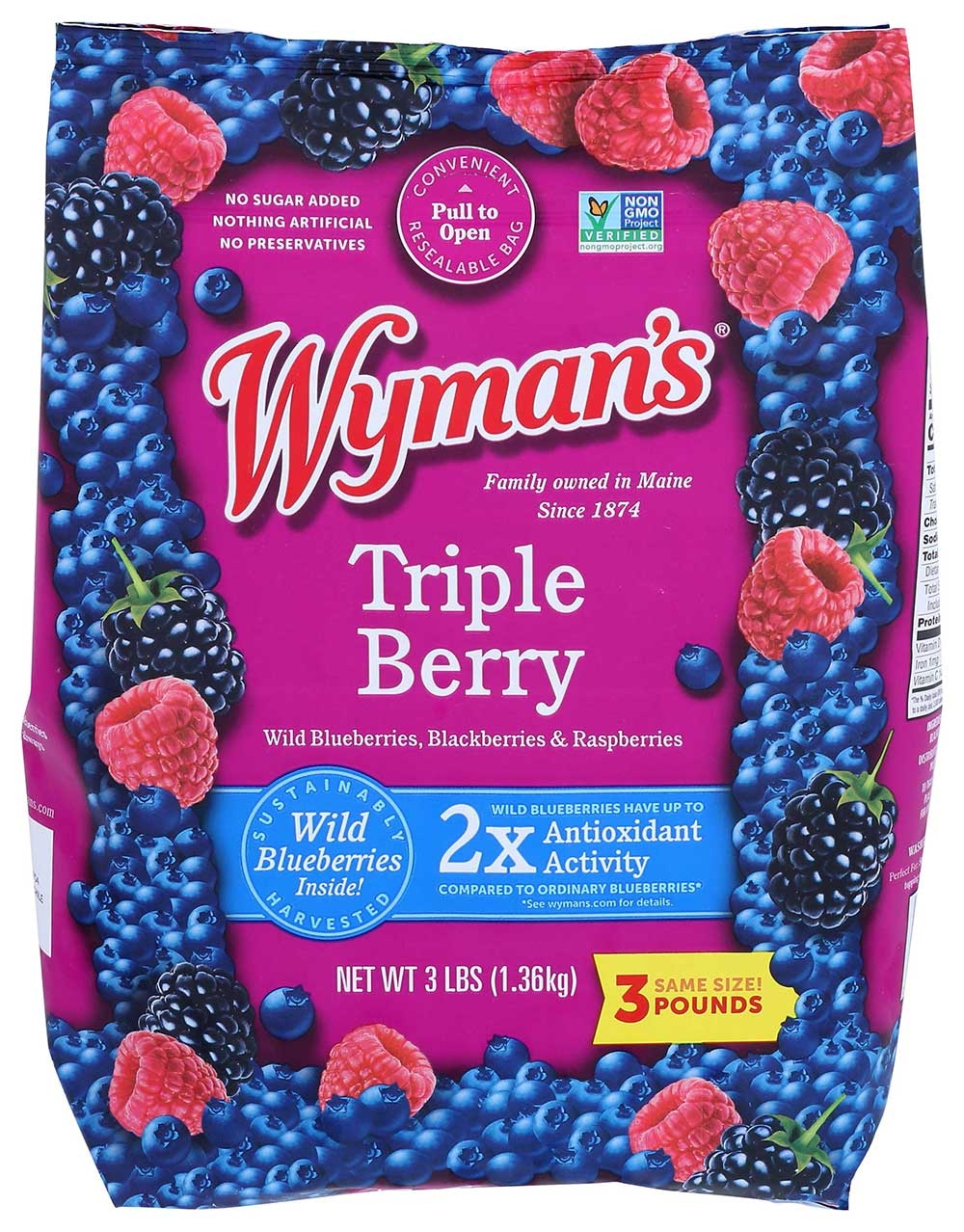 Wymans of Maine Triple Berry Blend, 3 Pound -- 6 per case