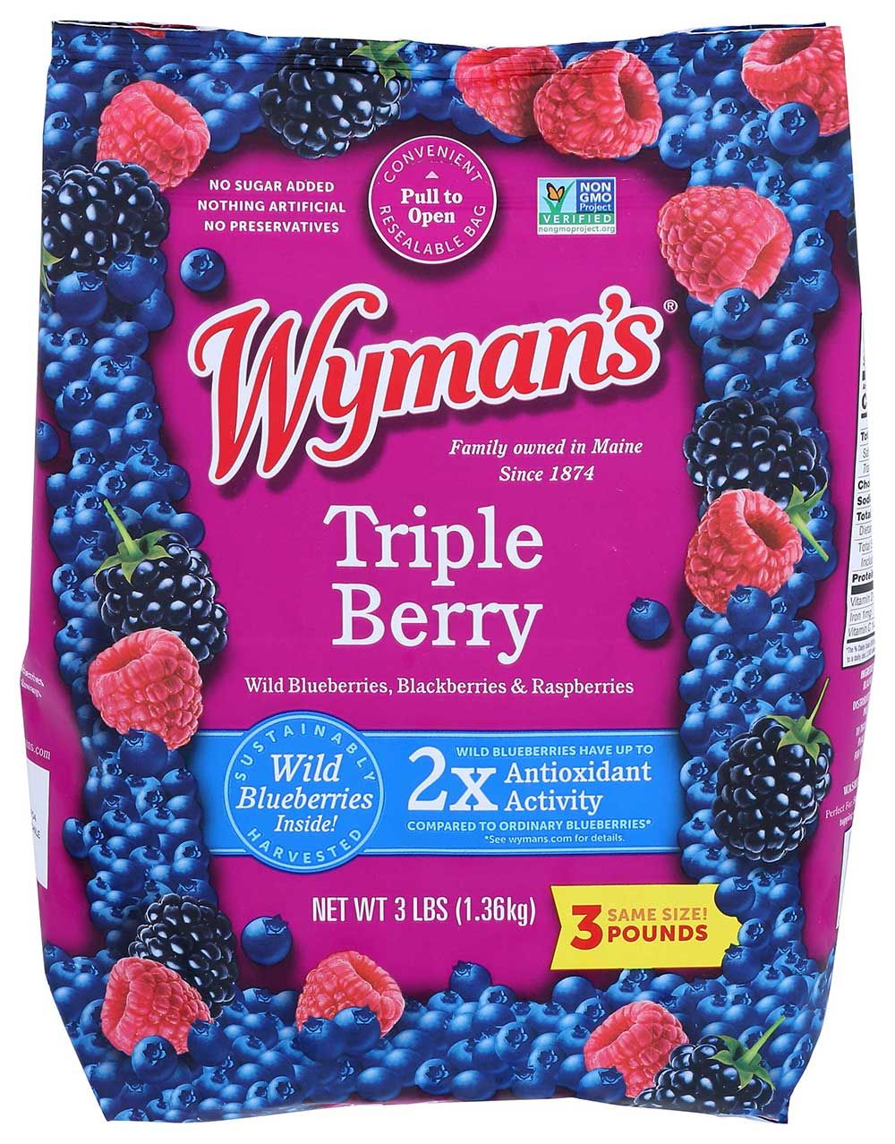 Wyman's Of Maine Triple Berry Blend, 3 Pound -- 6 Per Case