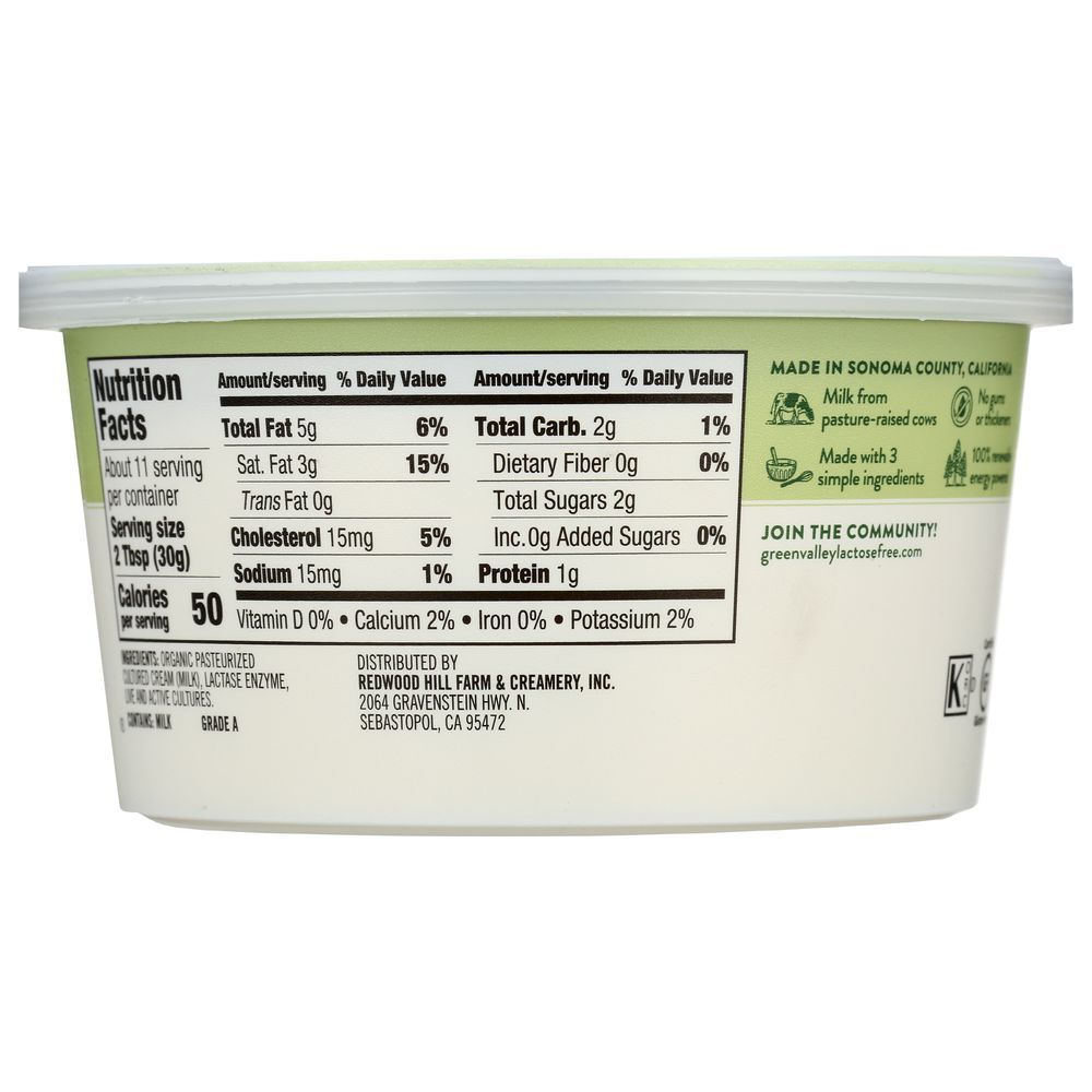 Green Valley Organic Lactose Free Sour Cream, 12 Ounce -- 6 Per Case