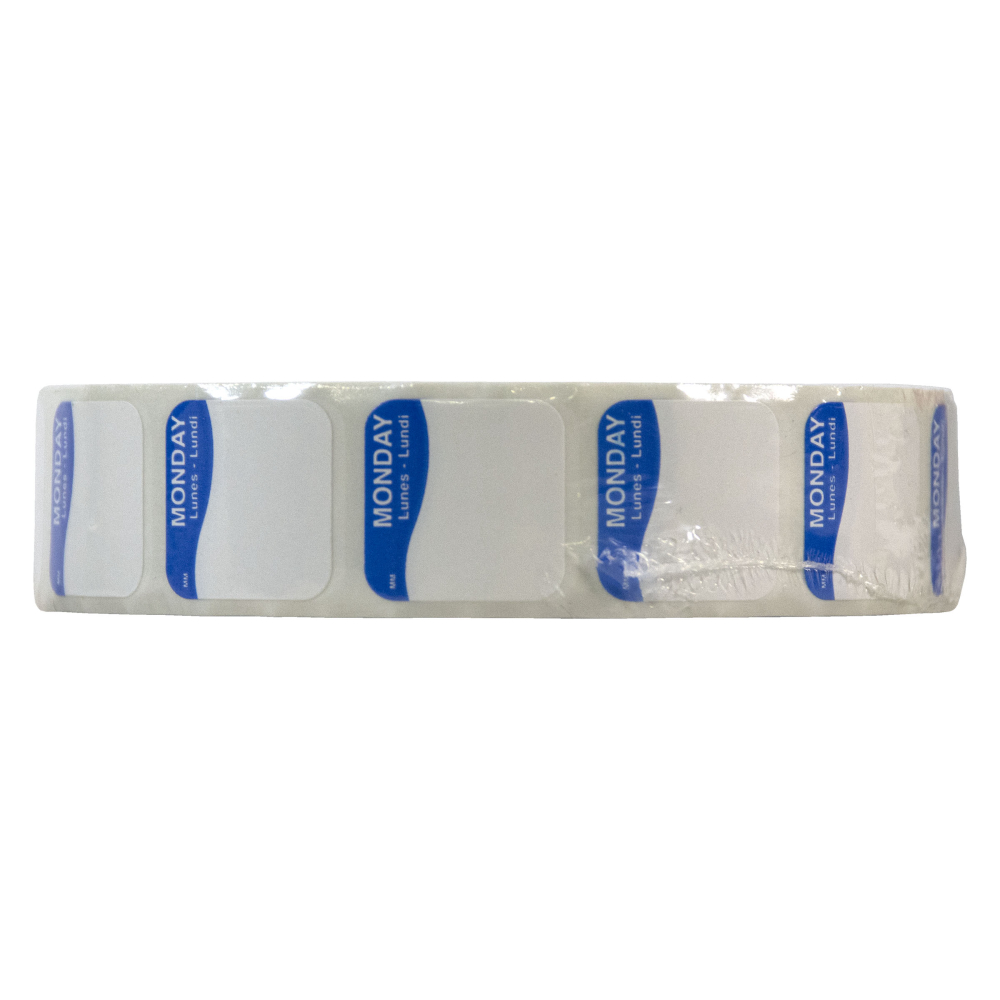 Daymark Movemark Blue/White Paper Monday Label, 0.75 x 0.75 inch -- 2000 per roll