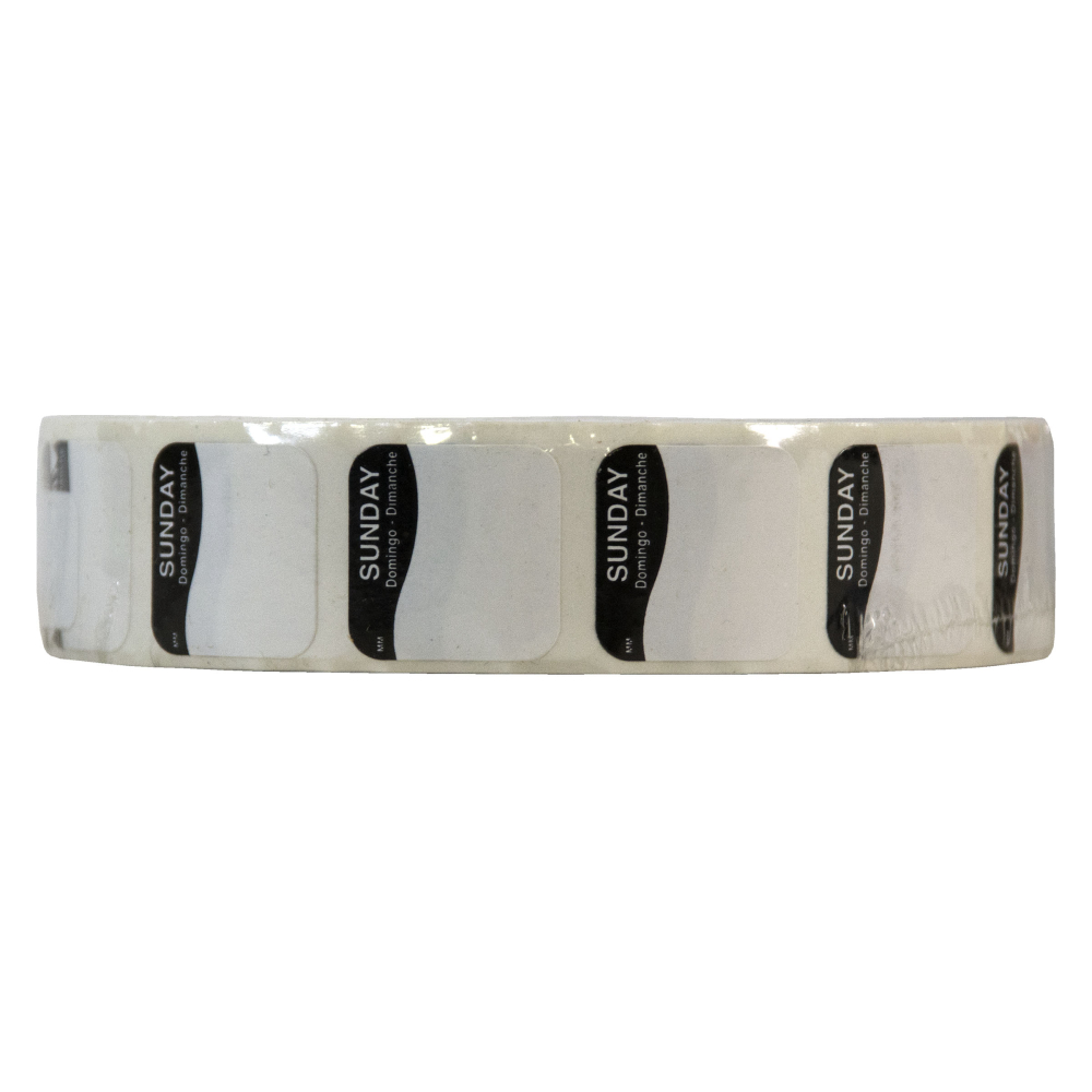 Daymark Movemark Black/ White Paper Sunday Label, 0.75 x 0.75 inch -- 2000 per roll