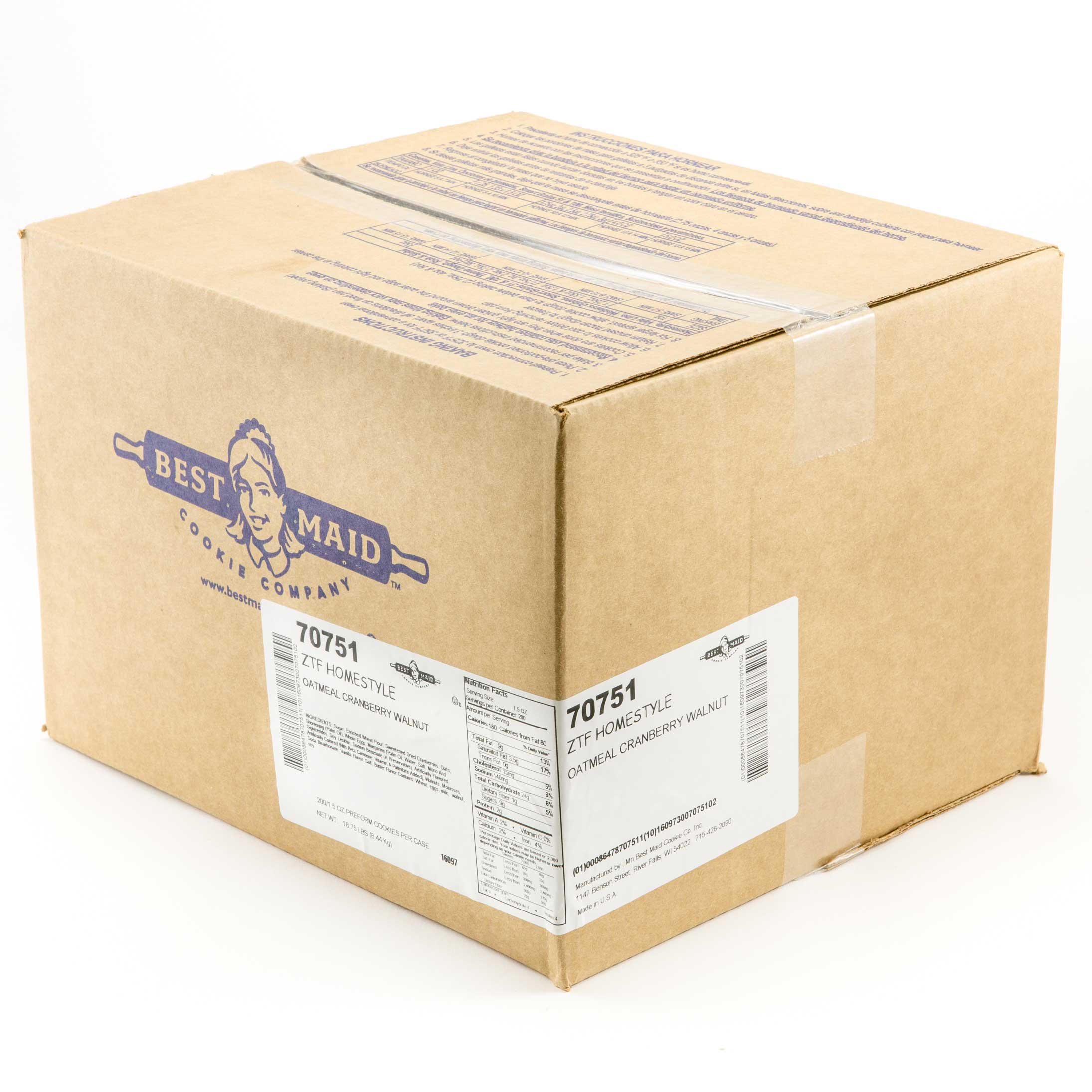 Best Maid Oatmeal Cranberry Walnut Cookie Dough, 1.5 Ounce -- 200 per case.