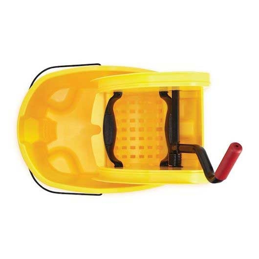 Rubbermaid WaveBrake Yellow Down Press Bucket with Wringer, 35 Quart