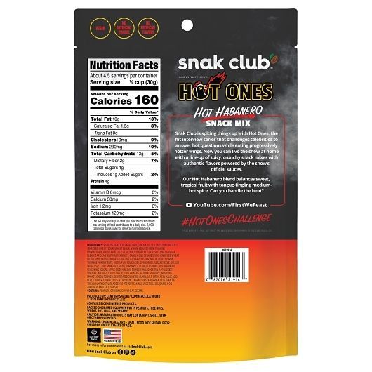 Snak Club Hot Ones Hot Habanero Snack Mix, 4.5 Ounce -- 6 Per Case