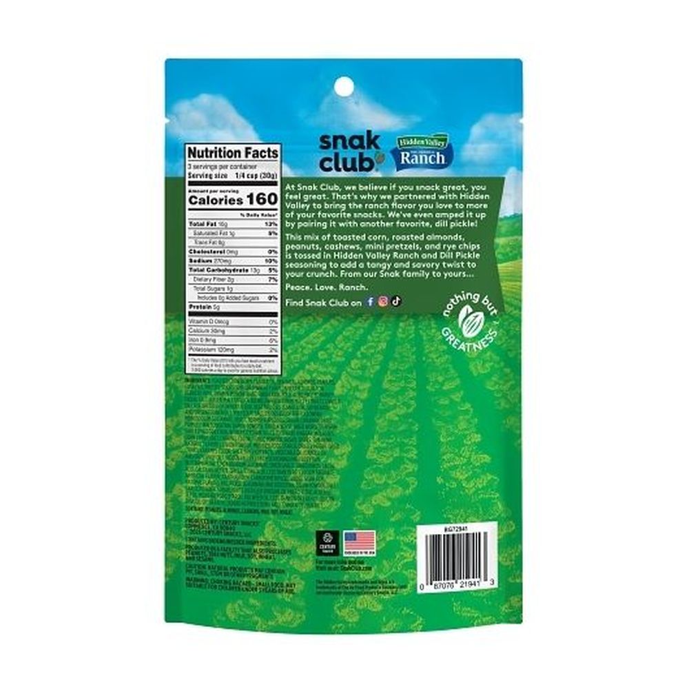 Snak Club Hidden Valley Ranch Dill Pickle Snack Mix, 3.5 Ounce - 6 per case
