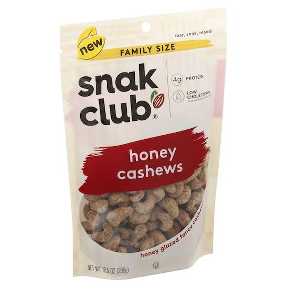 Snak Club Family Size Honey Cashews, 10.5 Ounce -- 6 per case