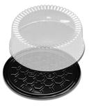 Displaycake Black 1 to 2 Layer 10 inch Cake Display Container with Dome Lid, 40 per box -- 2 per case