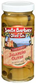 Santa Barbara Jalapeno Stuffed Olives, 5 Ounce Jar -- 6 per case