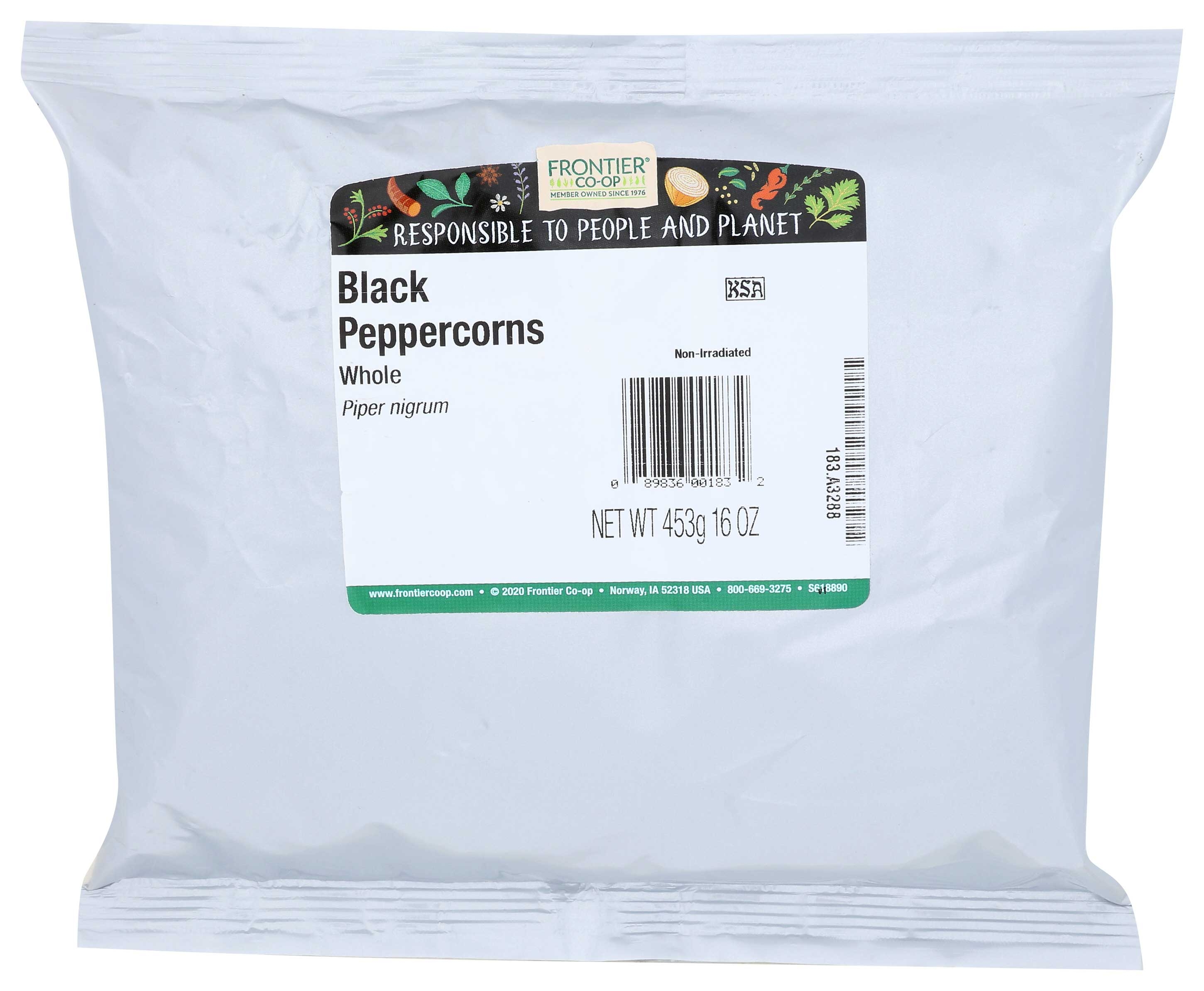 Frontier Herb Black Whole Peppercorn, 16 Ounce