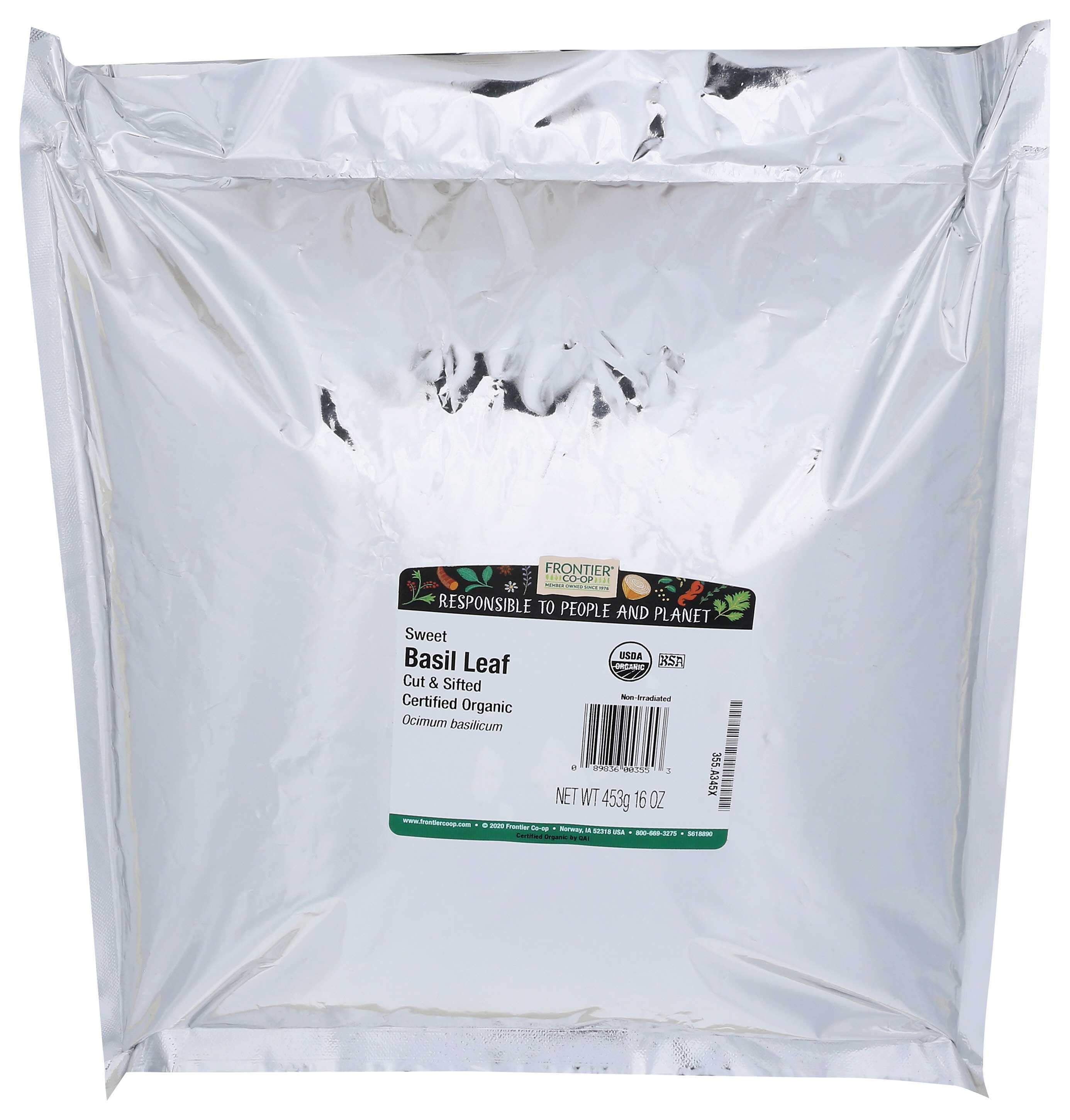 Frontier Herb Organic Bulk Sweet Basil Leaf, 16 Ounce