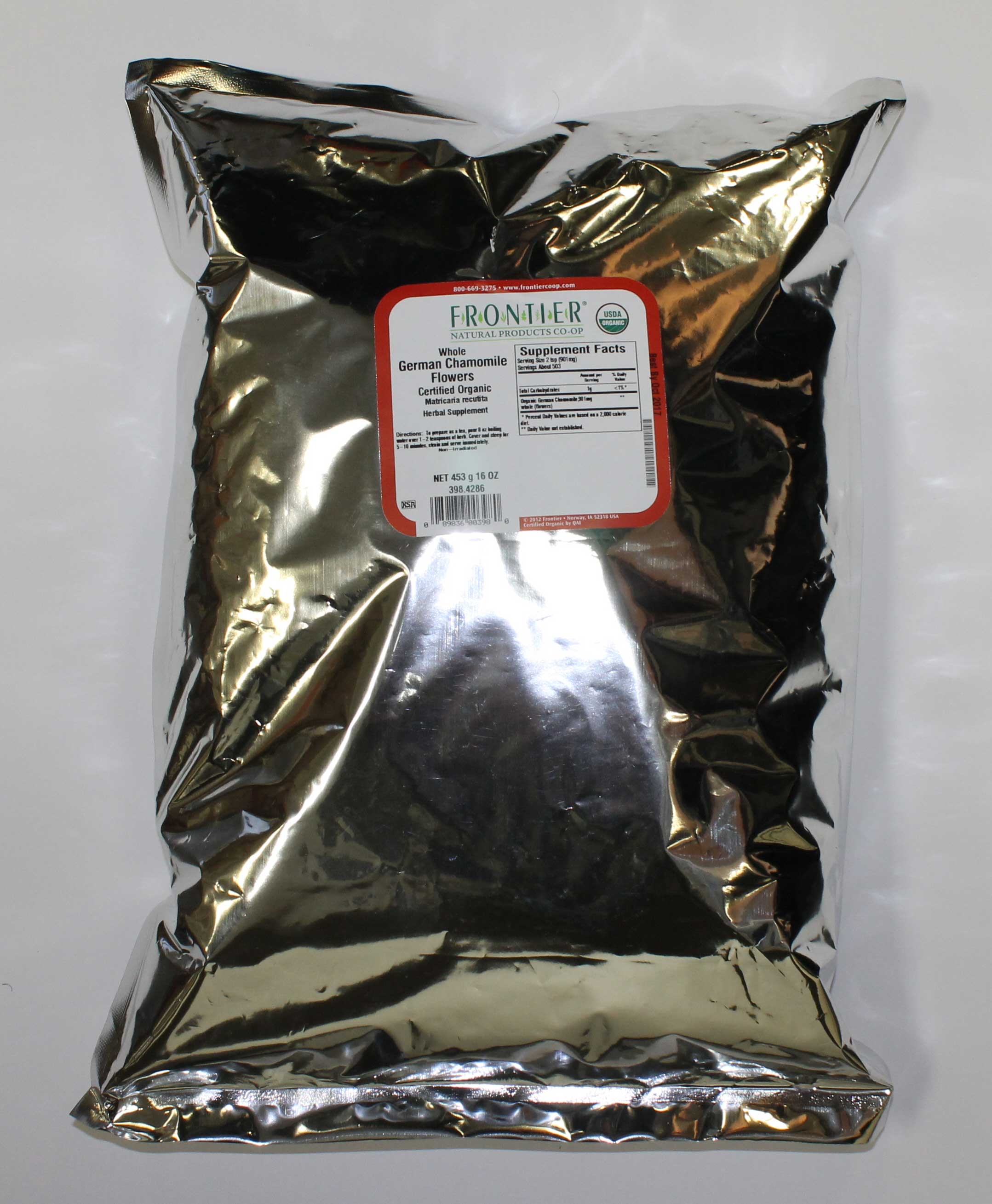 Frontier Herb Organic German Whole Chamomile Flower, 16 Ounce