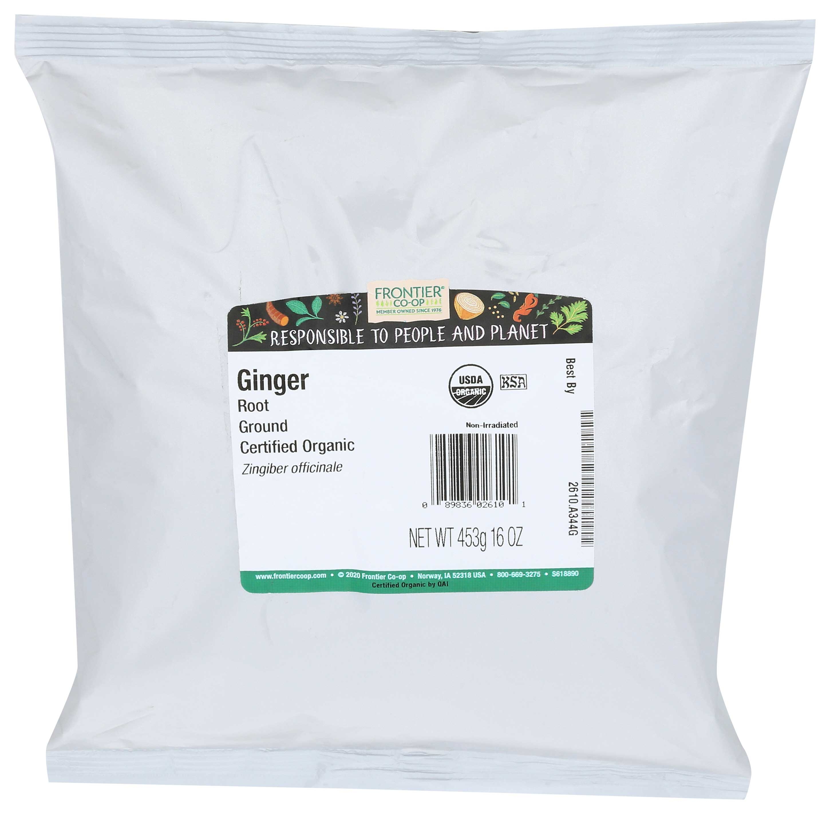 Frontier Herb Organic Ground Ginger Root Powder, 16 Ounce