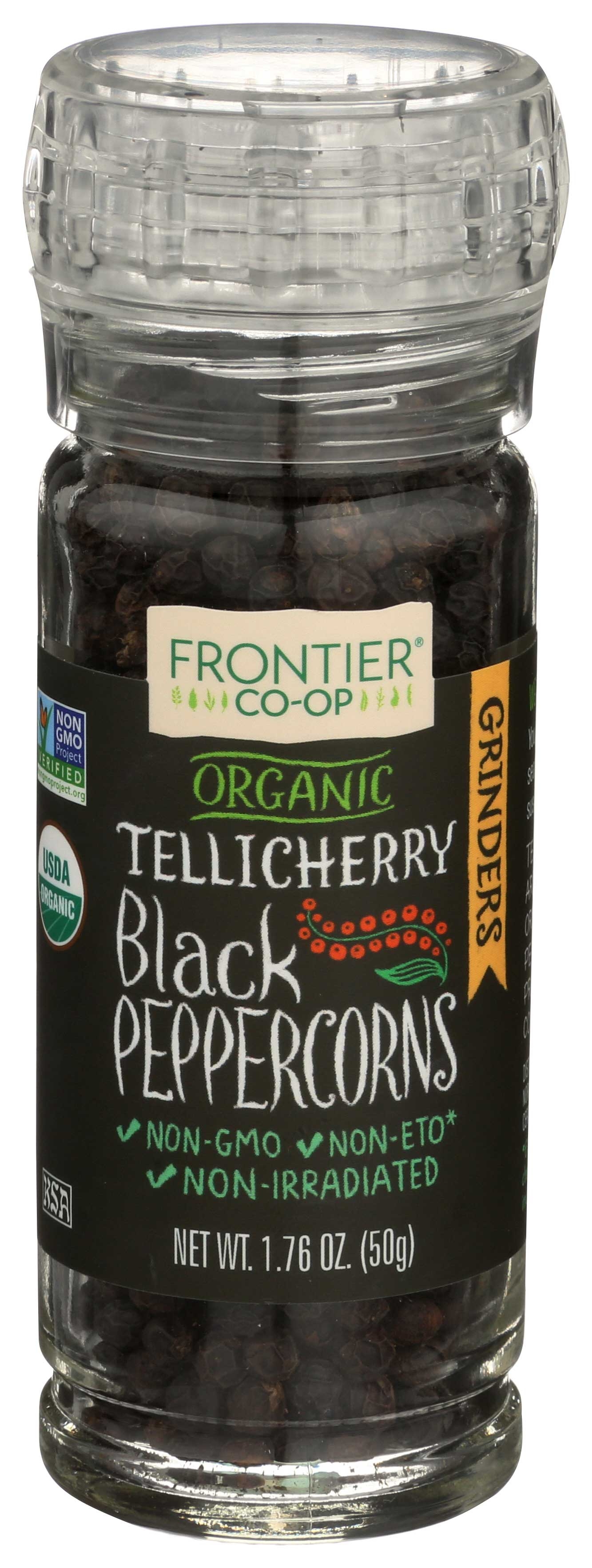 Frontier Herb Organic Gourmet Black Tellicherry Peppercorn, 1.76 Ounce -- 6 per case.