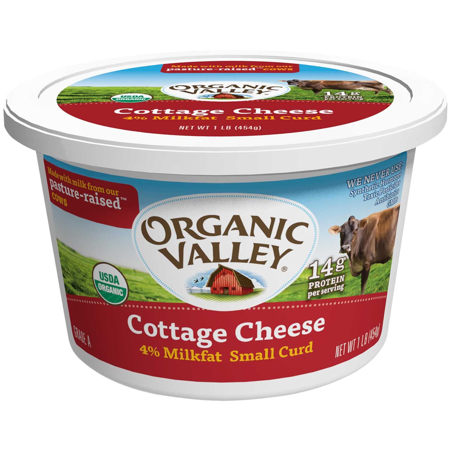 Organic Valley Organic 4 Percent Regular Cottage Cheese, 16 Ounce -- 6 Per Case