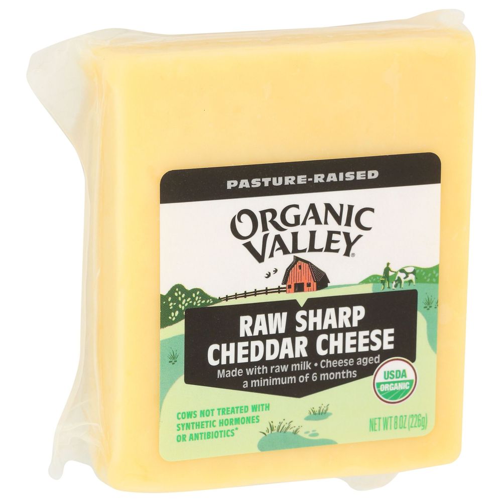Organic Valley Organic Raw Sharp Cheddar Cheese, 8 Ounce -- 12 per case