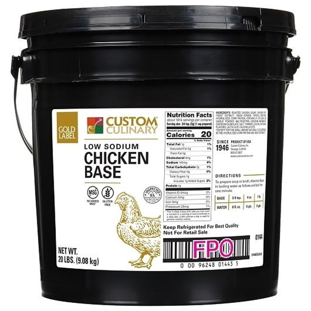 Gold Label Low Sodium Chicken Base Paste, 20 Pound