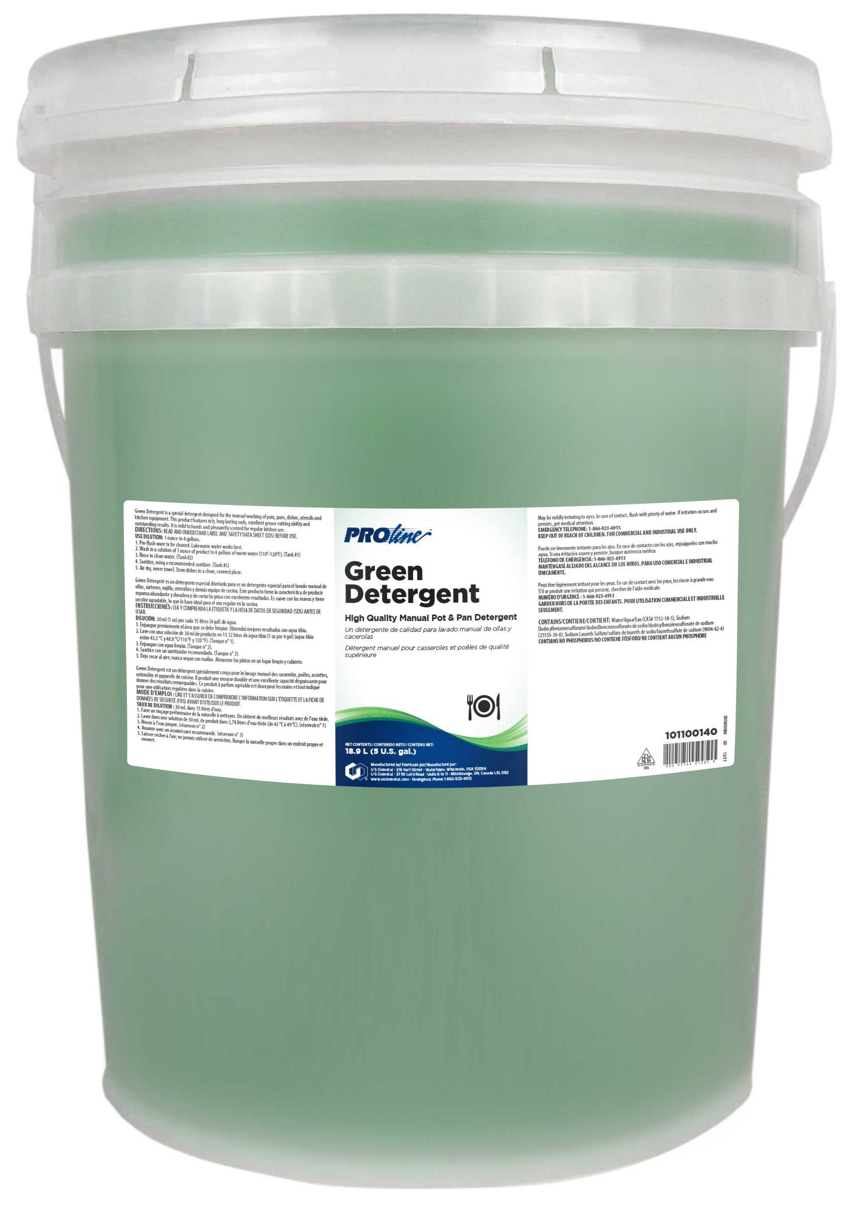 Proline Green Manual Pot And Pan Detergent Liquid, 5 Gallon