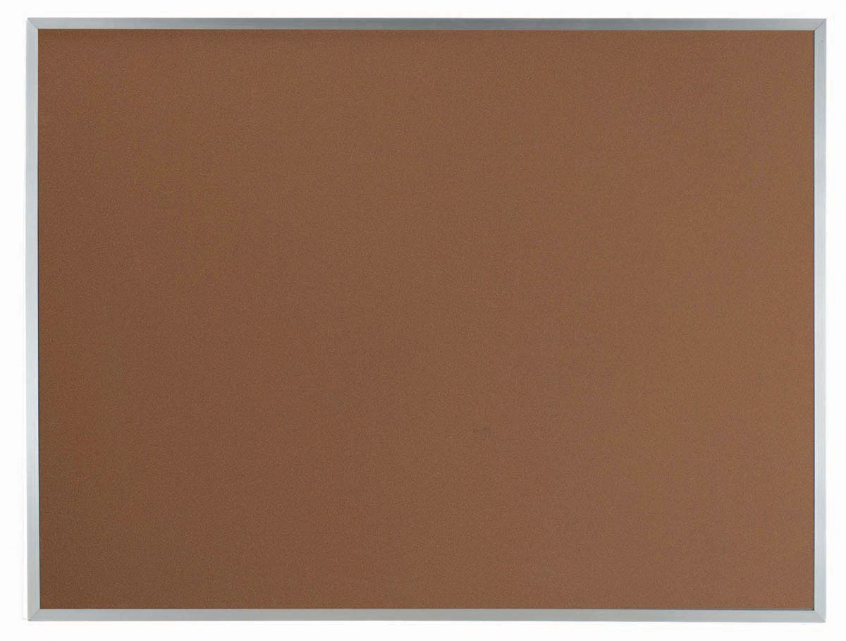 Aarco VIC Clear Satin Anodized Aluminum Frame Tan Cork Durable Bulletin Board, 36 inch Height x 48 inch Width