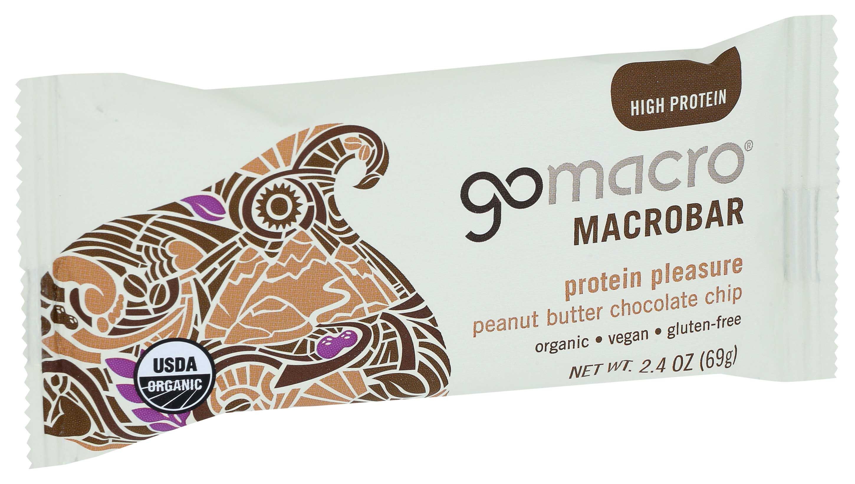 Gomacro Organic Protein Pleasure Peanut Butter Chocolate Chip Macrobar, 2.5 Ounce -- 12 Per Case