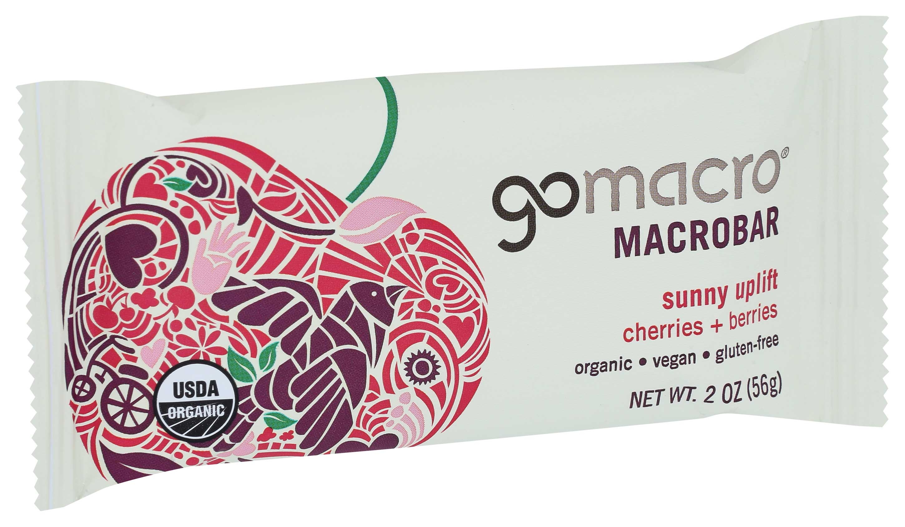 Go Macro Organic Sunny Uplift Cherries and Berries Macrobar, 2 Ounce -- 12 per case.