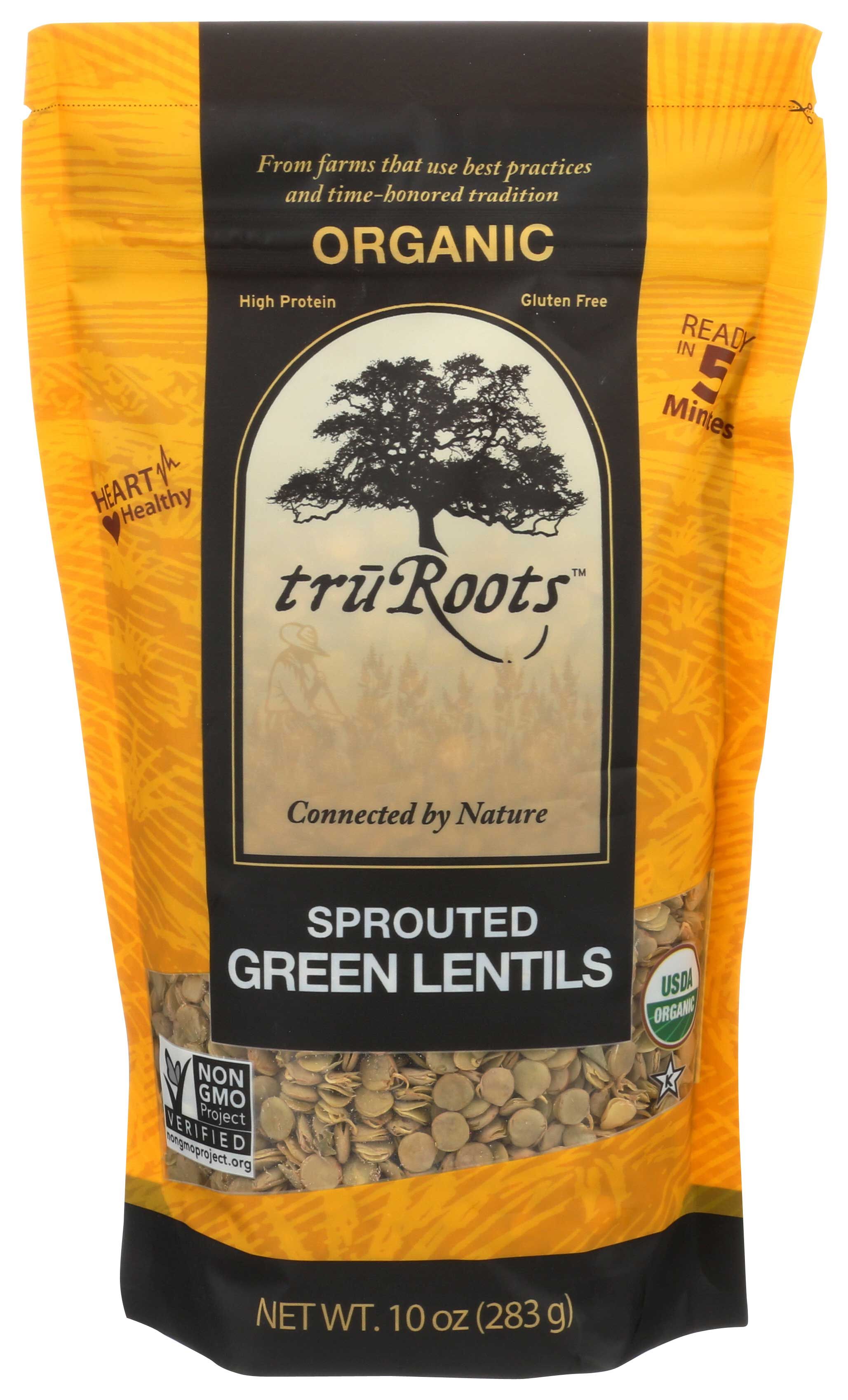 Truroots Organic Sprouted Green Lentil, 10 Ounce -- 6 Per Case