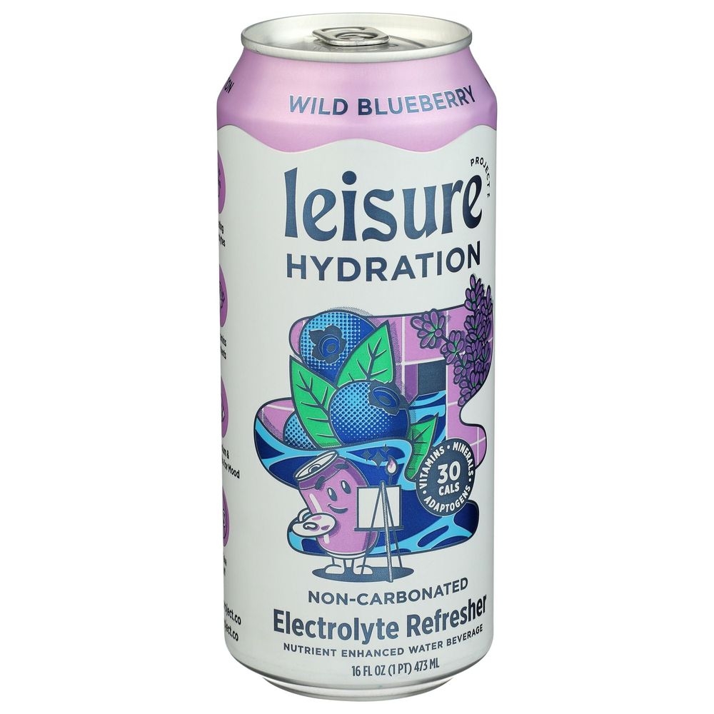 Leisure Wild Blueberry Hydration Electrolyte Refresher Water, 16 Fluid Ounce -- 12 per case