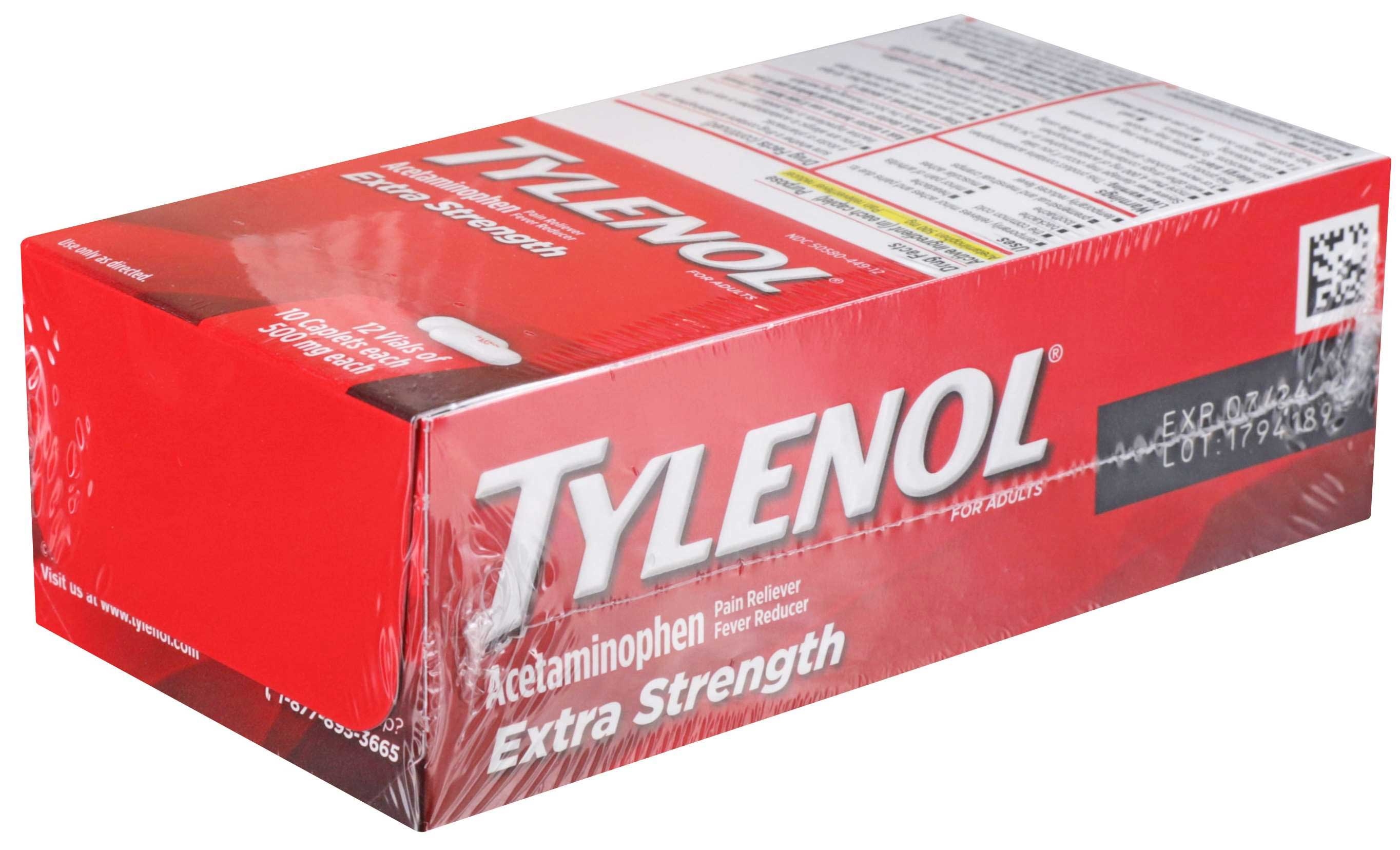 Tylenol Extra Strength Caplets - 10 count per pack -- 144 packs per case