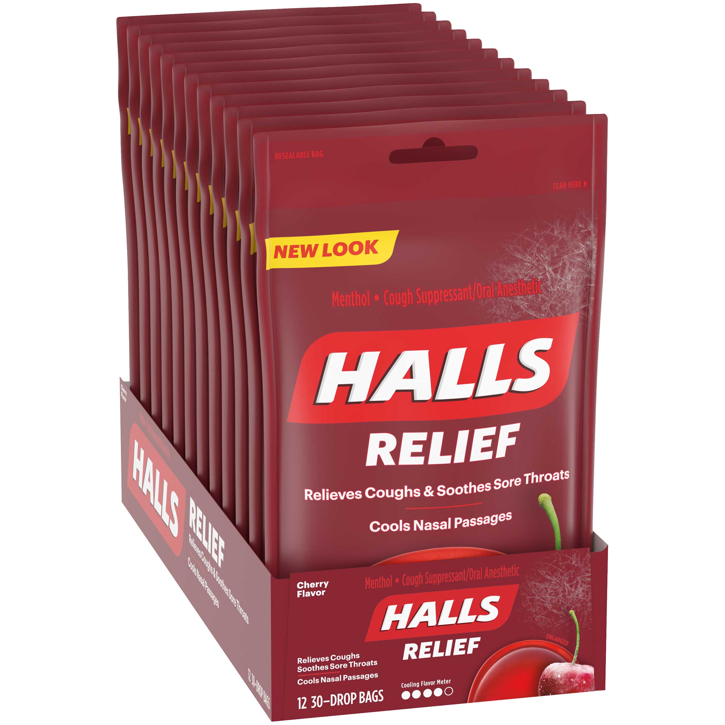 Halls Cherry - 30 count bag, 48 per case