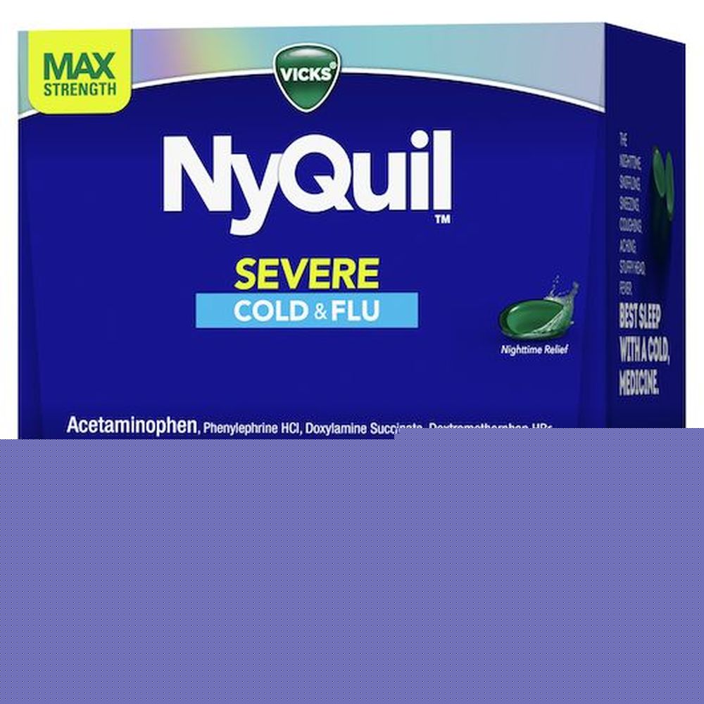 Vicks Nyquil Severe Max Strength Cold and Flu Liquid Caps - 2 per pack -- 384 packs per case