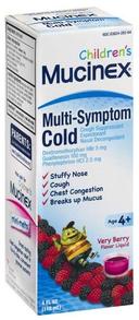 Mucinex Childrens Very Berry Flavor Multi Symptom Cold Relief Liquid, 4 Fluid Ounce -- 6 per case