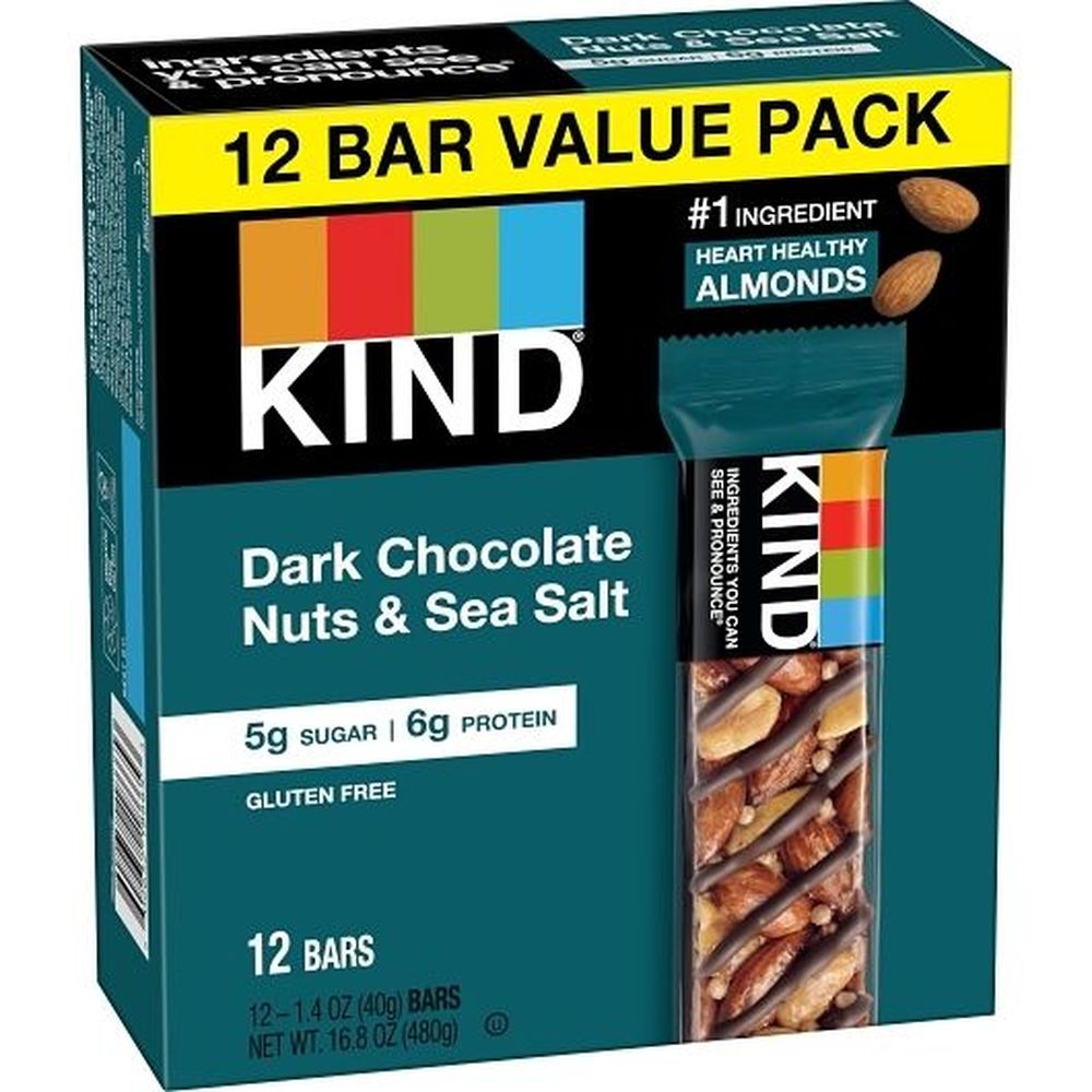 Kind Dark Chocolate Nuts and Sea Salt Bar, 16.8 Ounce -- 6 per case