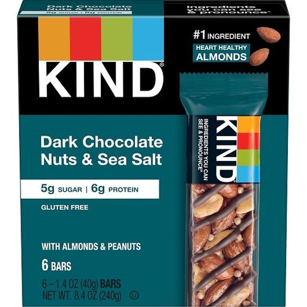 Kind Dark Chocolate Nuts and Sea Salt Snack Bar, 1.4 Ounce -- 36 per case