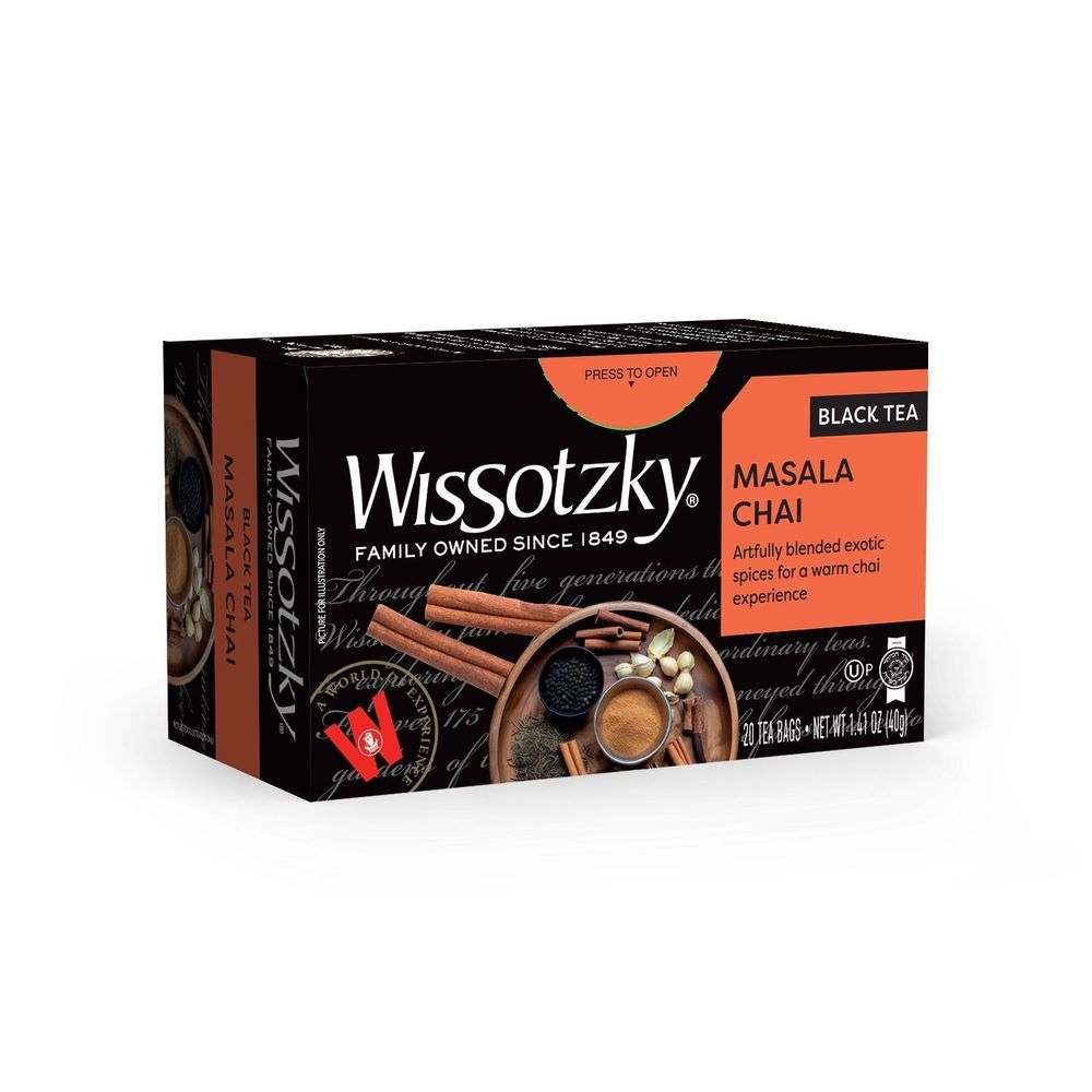 Wissotzky Masala Chai Black Tea, 20 tea bags -- 12 per case