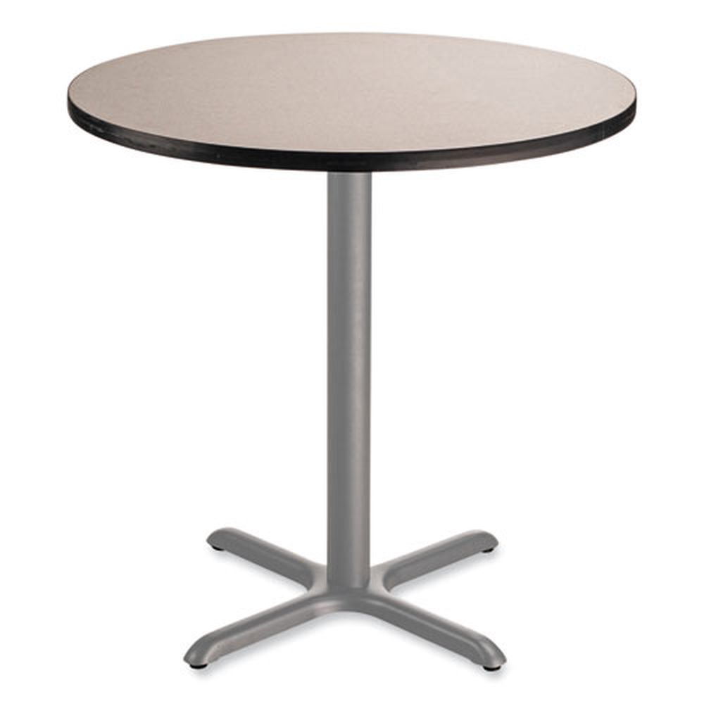 Nps Round Gray Nebula Top And Gray X-base Cafe Table, 36 Inch Diameter X 36 Inch Height