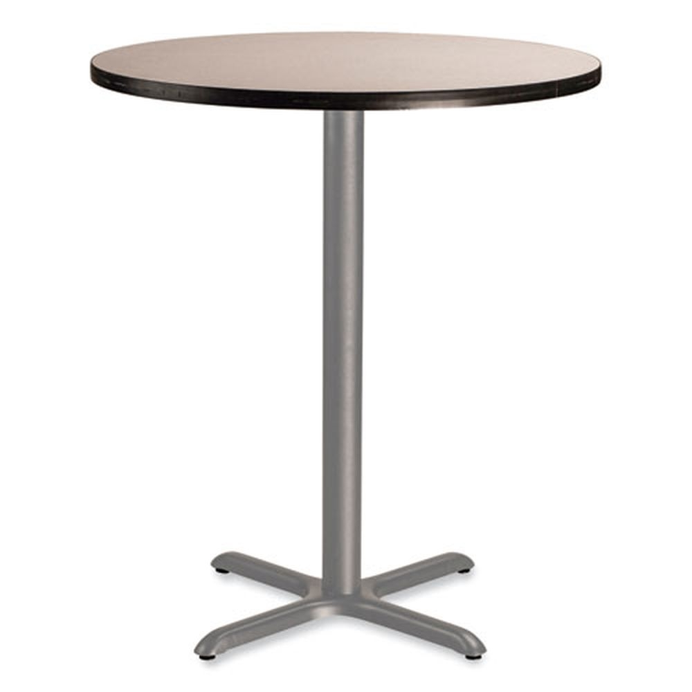 NPS Round Gray Nebula Top and Gray X-Base Cafe Table, 36 inch Diameter x 42 inch Height