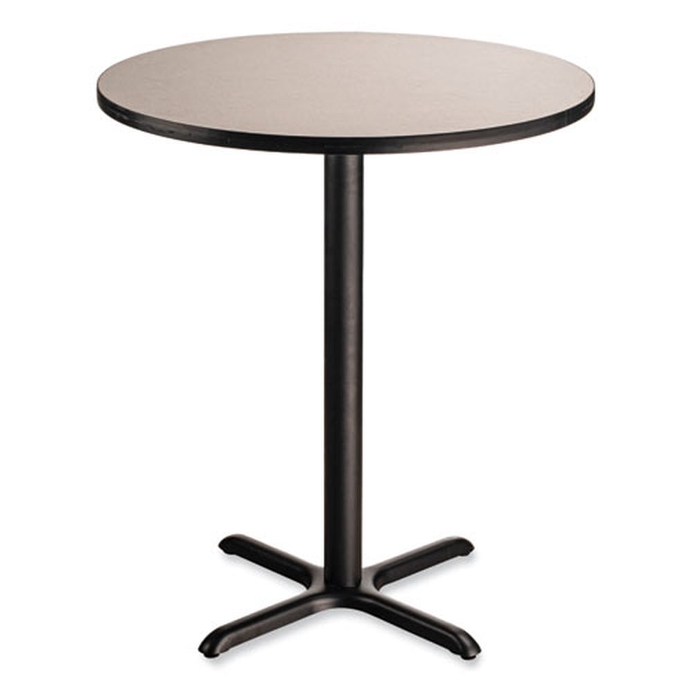 NPS Round Gray Nebula Top and Black X-Base Cafe Table, 36 inch Diameter x 42 inch Height