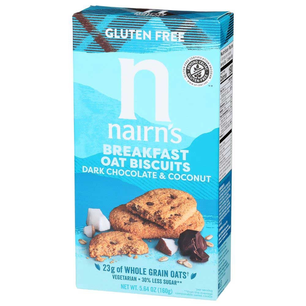 Nairns Dark Chocolate and Coconut Breakfast Oat Biscuits, 5.64 Ounce -- 6 per case