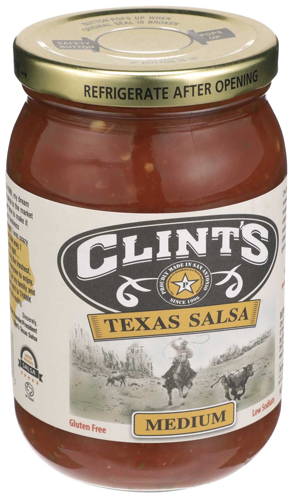 Clints Medium Texas Salsa, 16 Ounce -- 6 per case.