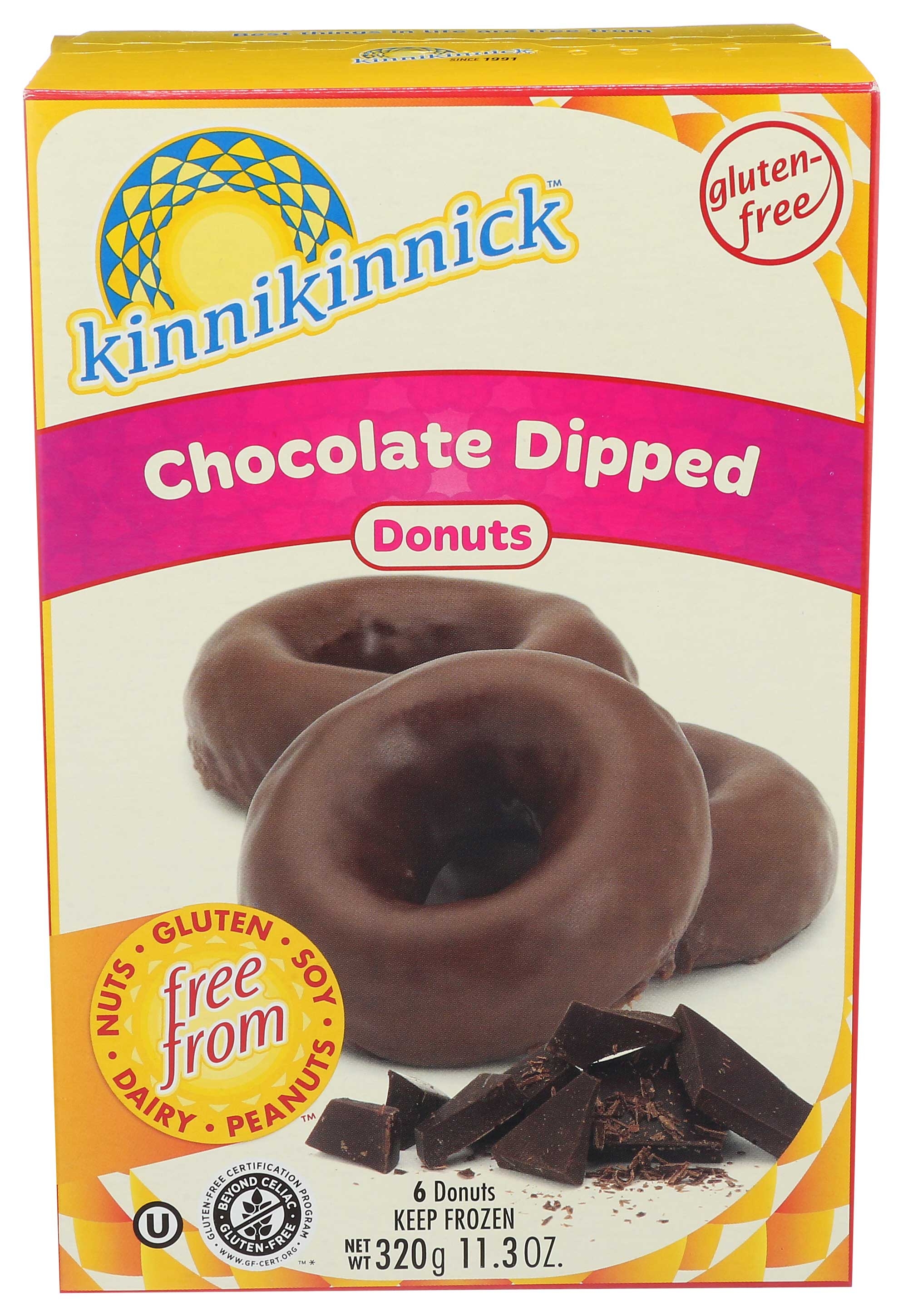 Kinnikinnick Foods Chocolate Dipped Donut, 11.3 Ounce -- 8 per case.