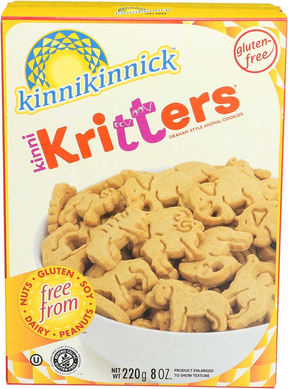 Kinnikinnick Foods KinniKritter Graham Style Animal Cookies, 8 Ounce -- 6 per case.