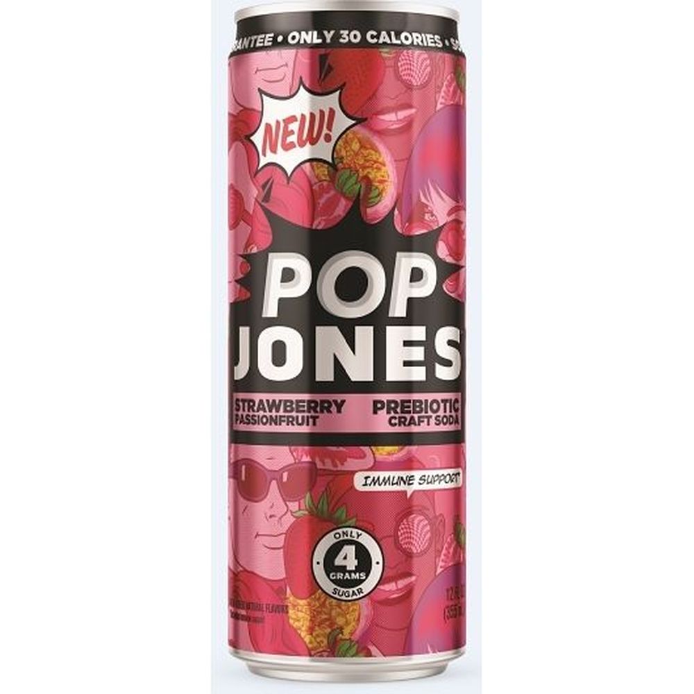 Pop Jones Prebiotic Strawberry Passion Soda, 355 Milliliter - 12 per case