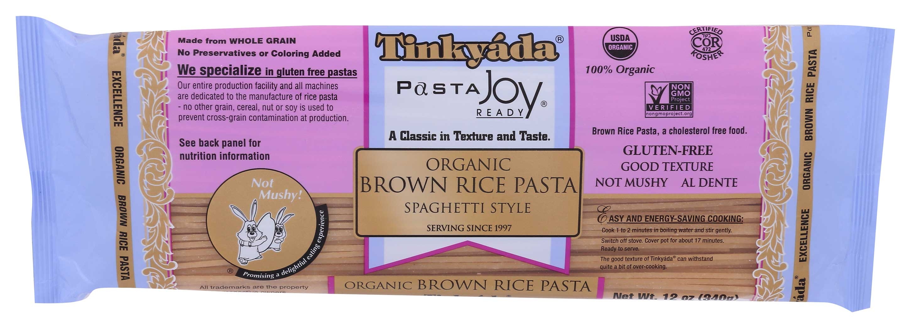 Tinkyada Organic Spaghetti Brown Rice Pasta, 12 Ounce -- 12 per case.