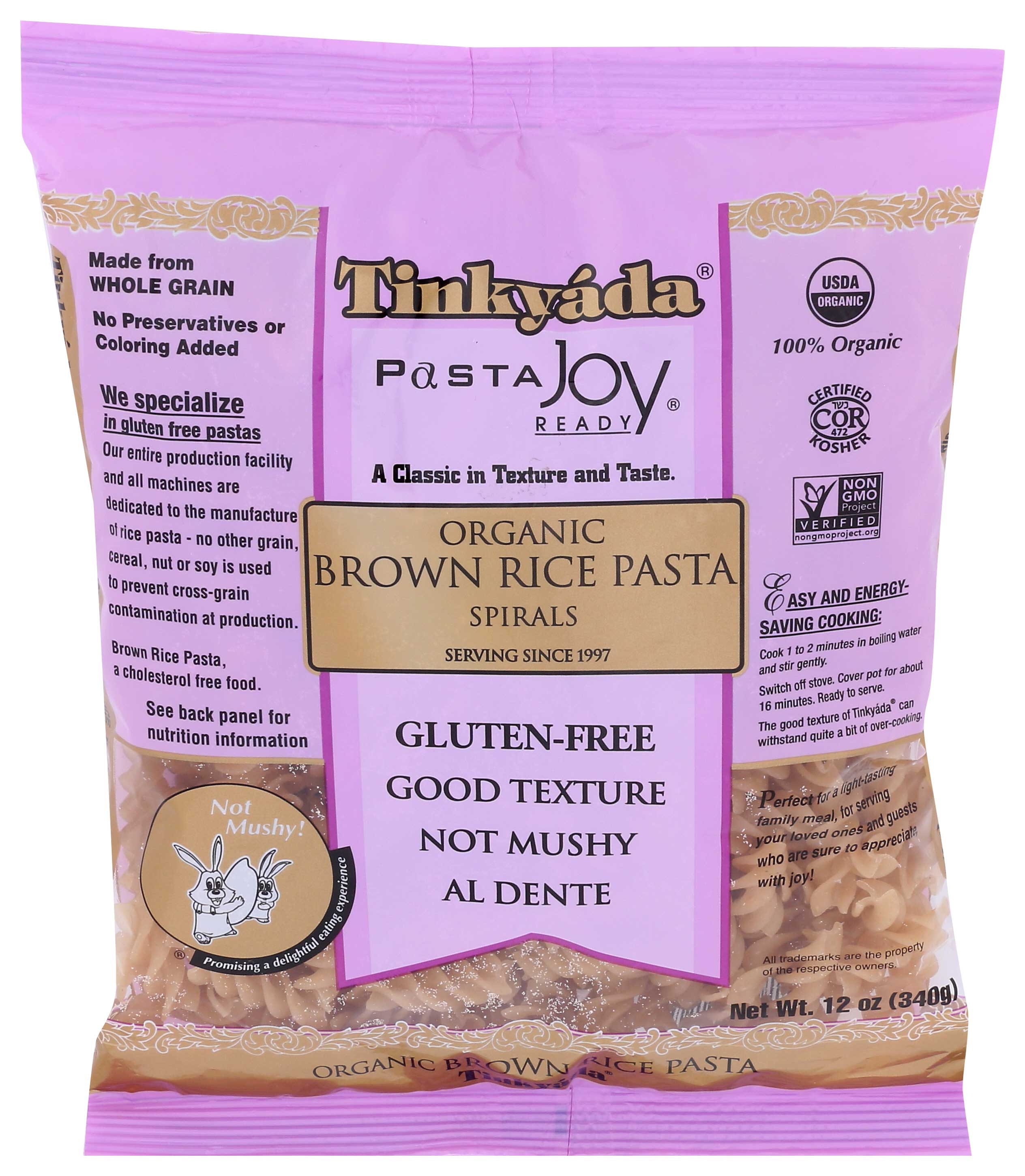 Tinkyada Organic Spiral Brown Rice Pasta, 12 Ounce -- 12 per case.