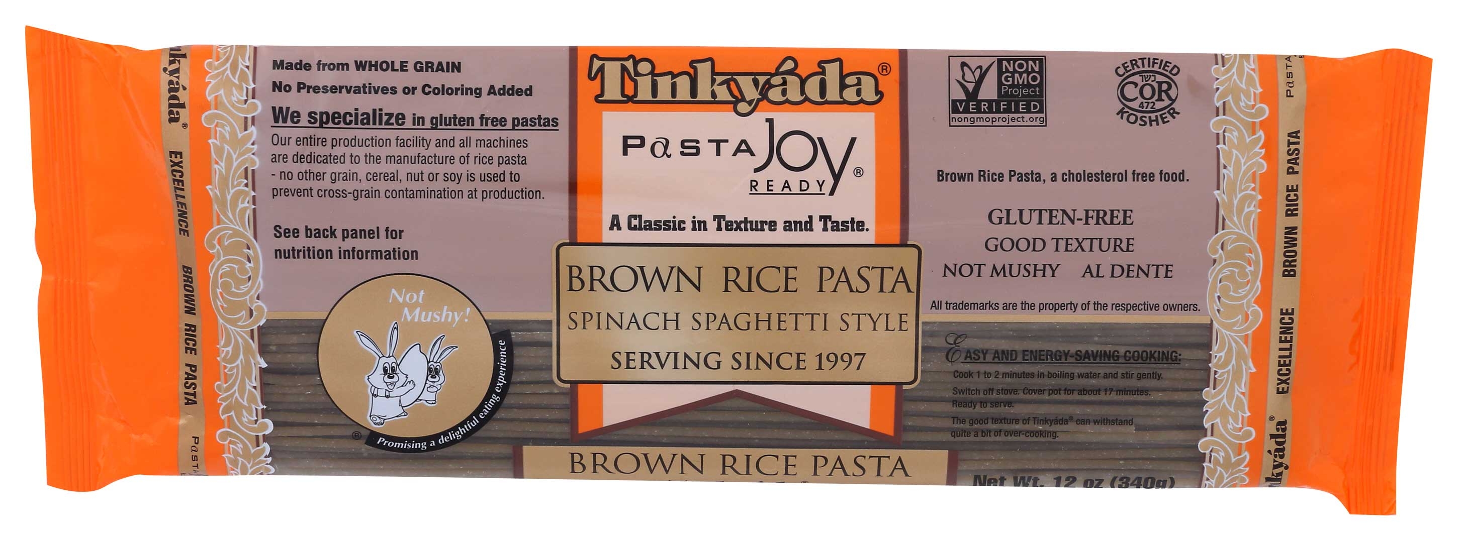Tinkyada Spinach Spaghetti Style Brown Rice Pasta, 12 Ounce -- 12 per case