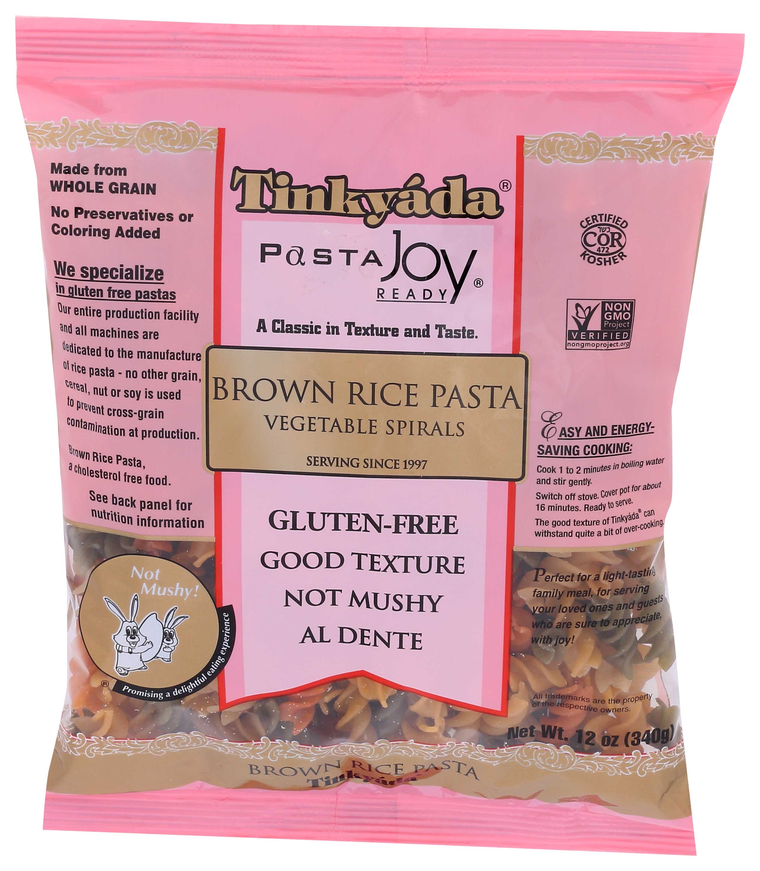 Tinkyada Vegetable with Spiral Brown Rice Pasta, 12 Ounce -- 6 per case
