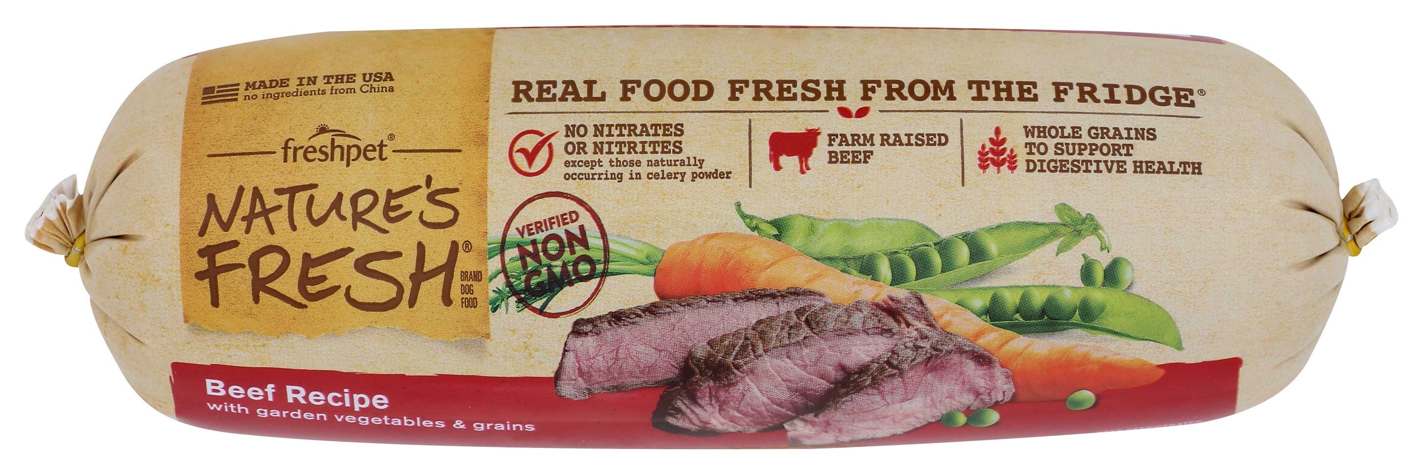 Freshpet Natures Fresh Beef Roll Garden Vegetables and Grains Recipe for Dog, 1.5 Pound -- 8 per case