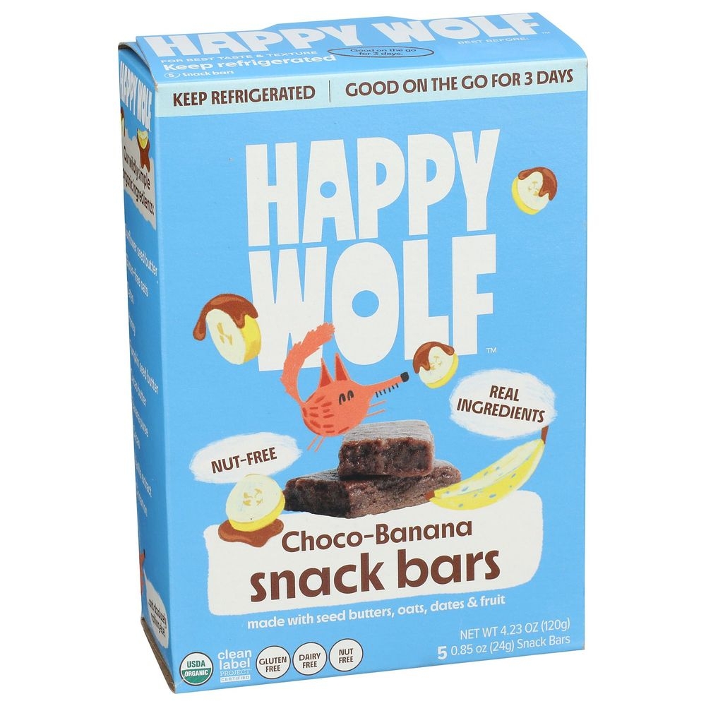 Happy Wolf 0.85 Ounce Organic Fridge Fresh Chocolate Banana Bar, 5 count -- 6 per case