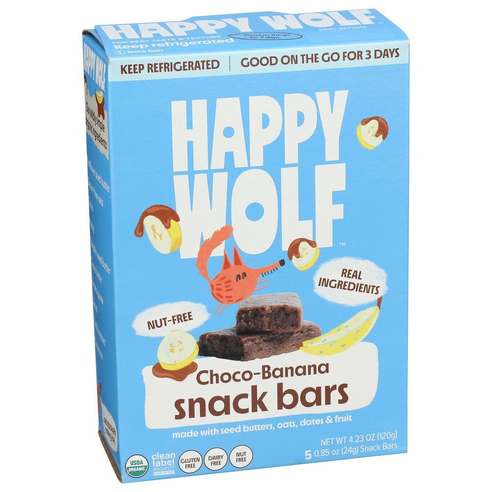 Happy Wolf 0.85 Ounce Organic Fridge Fresh Chocolate Banana Bar, 5 Count -- 6 Per Case