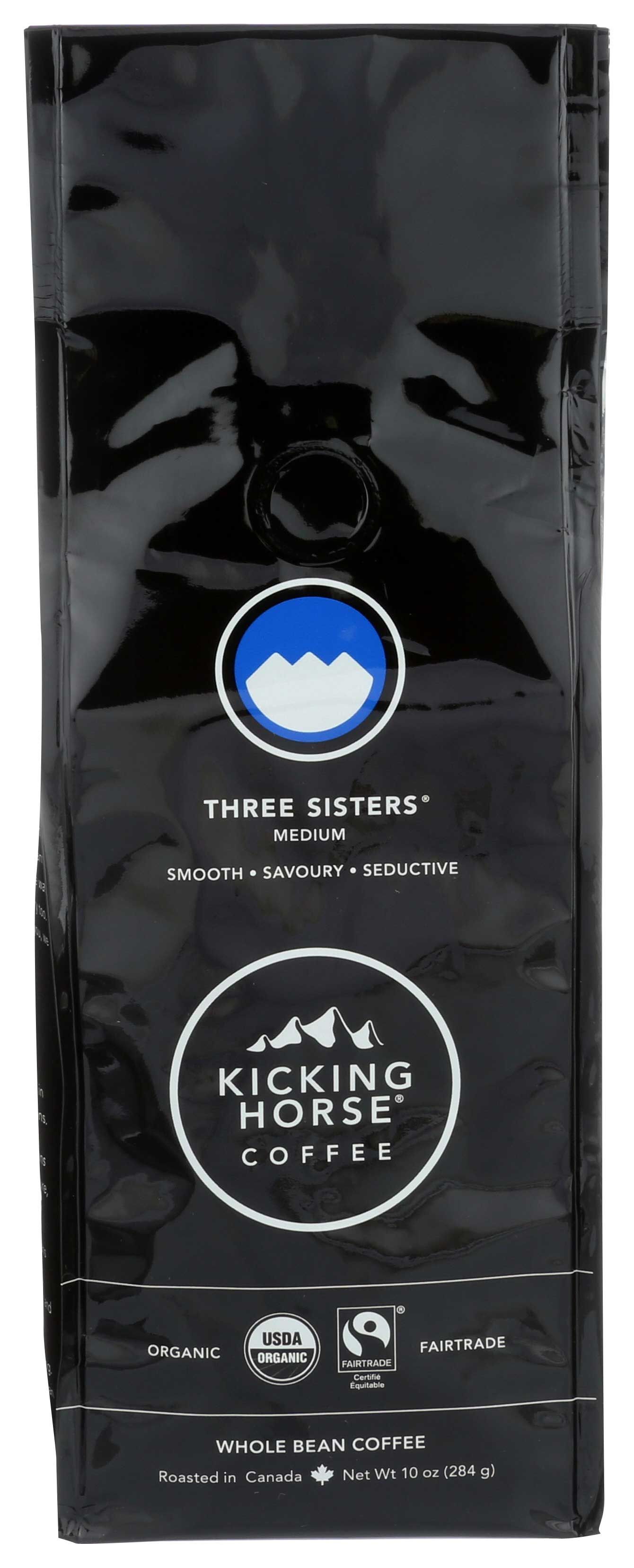 Kicking Horse Organic Three Sisters Medium Roast Whole Bean Coffee, 10 Ounce -- 6 Per Case